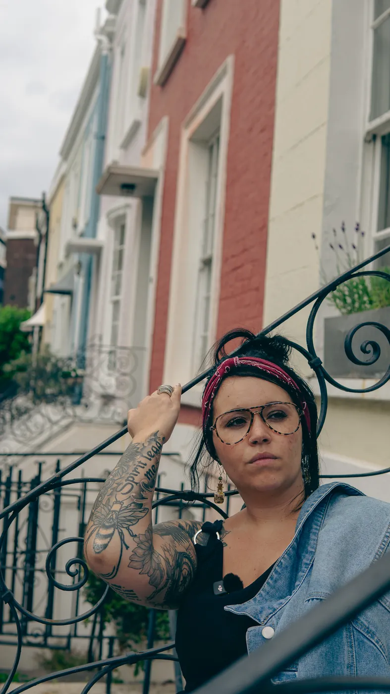 Street portraits London shot on colourful Notting Hill steps